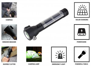 Solar flashlight 8 in 1