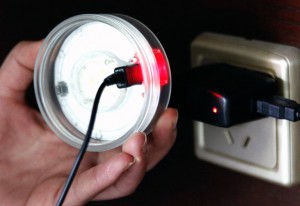 Waterproof Ultratec Solar lantern plugged in